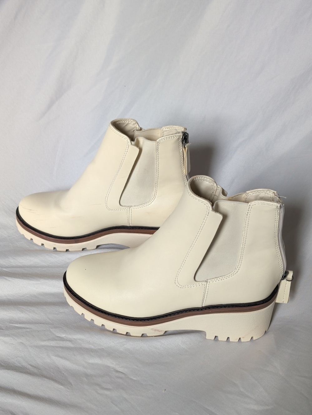 Altar'd State Cream Chelsea Lug Heel Booties